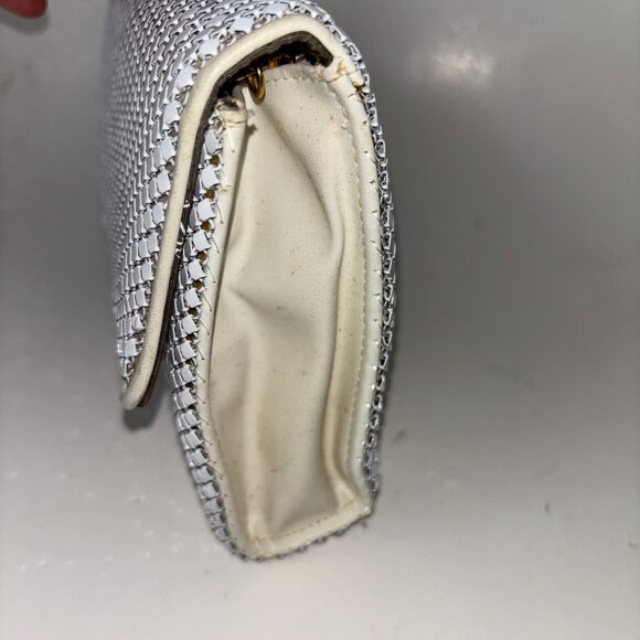 WHITING & DAVIS White Metal Mesh Shoulder Bag Purse Clutch 1980'S - Picture 4 of 15